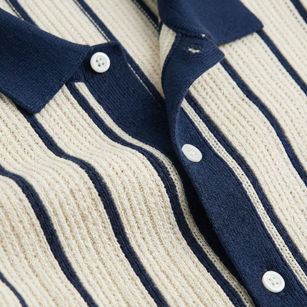 Men’s Striped Knit Button Polo