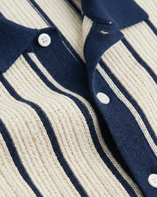 Men’s Striped Knit Button Polo
