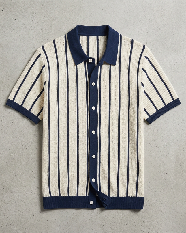 Men’s Striped Knit Button Polo