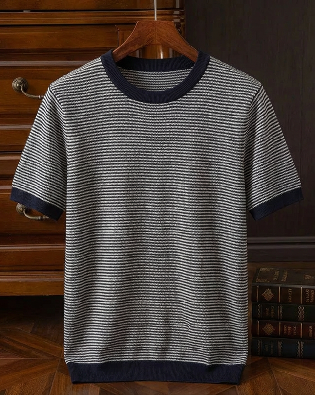 Men’s Striped Knit Polo Shirt