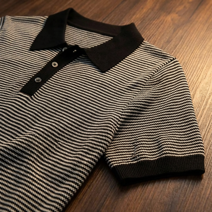 Men’s Striped Knit Polo Shirt