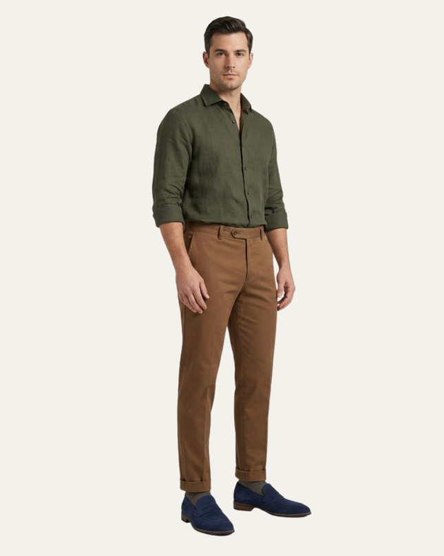 Men’s Suede Penny Loafers with Almond Toe and Low Heel