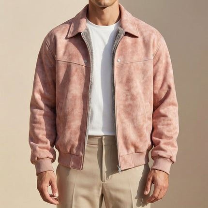Men’s Suede Zip-Up Bomber Jacket