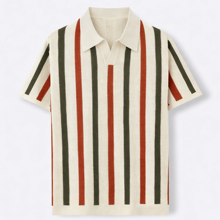 Men’s Summer Knit Polo – Vertical Stripe Shirt