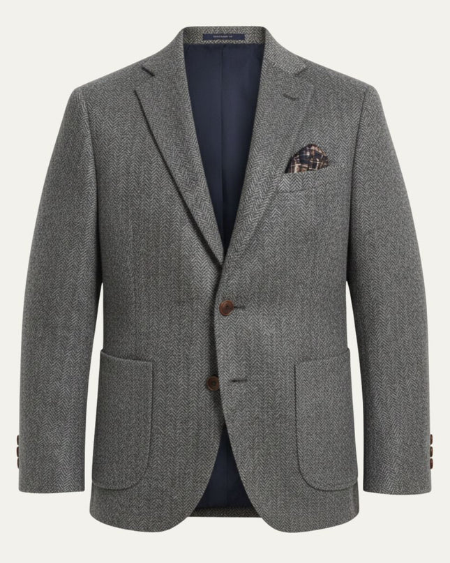 Men’s Textured Blazer with Notch Lapel and Patch Pockets