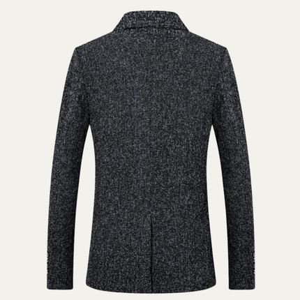 Men’s Textured Blazer with Notch Lapel and Single-Button Closure