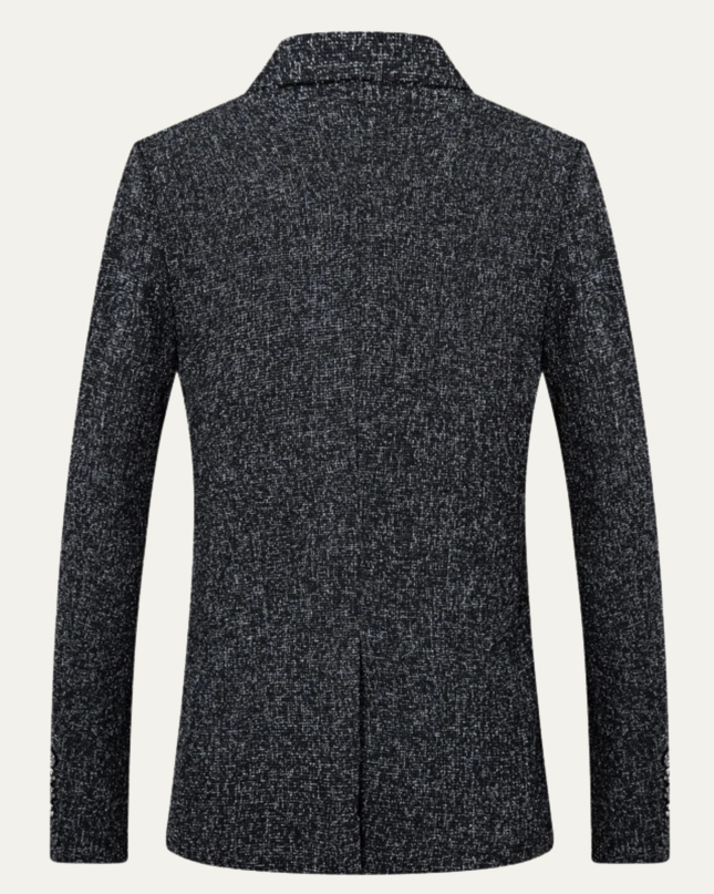 Men’s Textured Blazer with Notch Lapel and Single-Button Closure