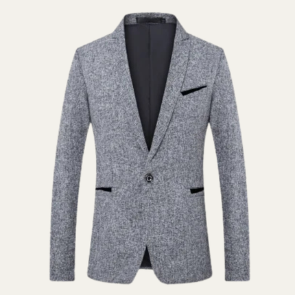 Men’s Textured Blazer with Notch Lapel and Single-Button Closure