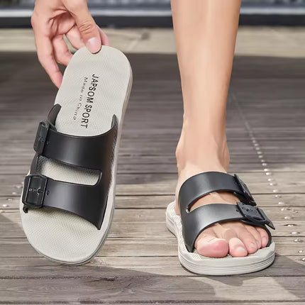 Men’s Textured Double-Strap Comfort Slides