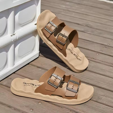 Men’s Textured Double-Strap Comfort Slides