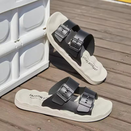 Men’s Textured Double-Strap Comfort Slides