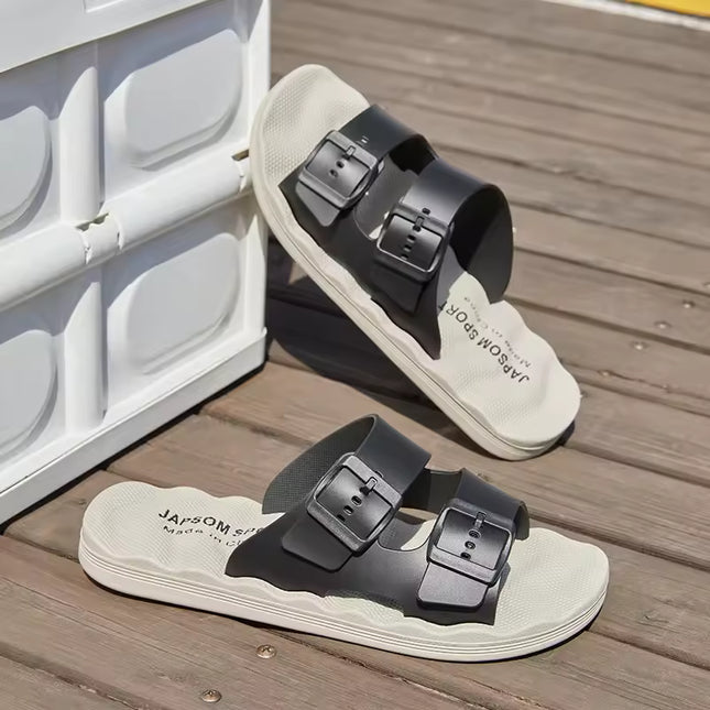Men’s Textured Double-Strap Comfort Slides