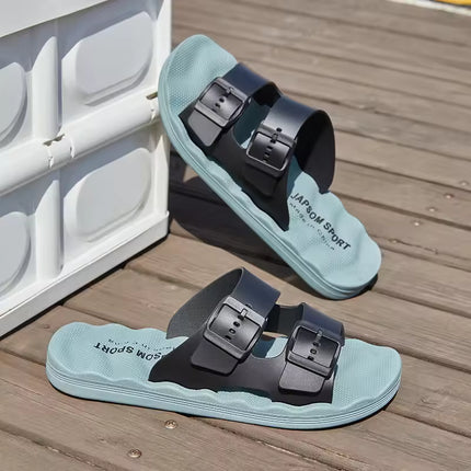 Men’s Textured Double-Strap Comfort Slides