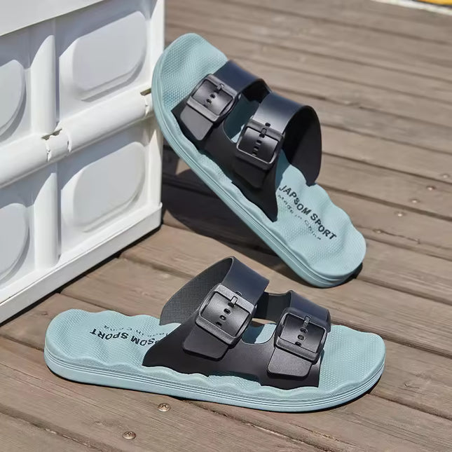 Men’s Textured Double-Strap Comfort Slides