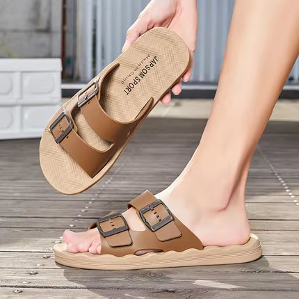 Men’s Textured Double-Strap Comfort Slides