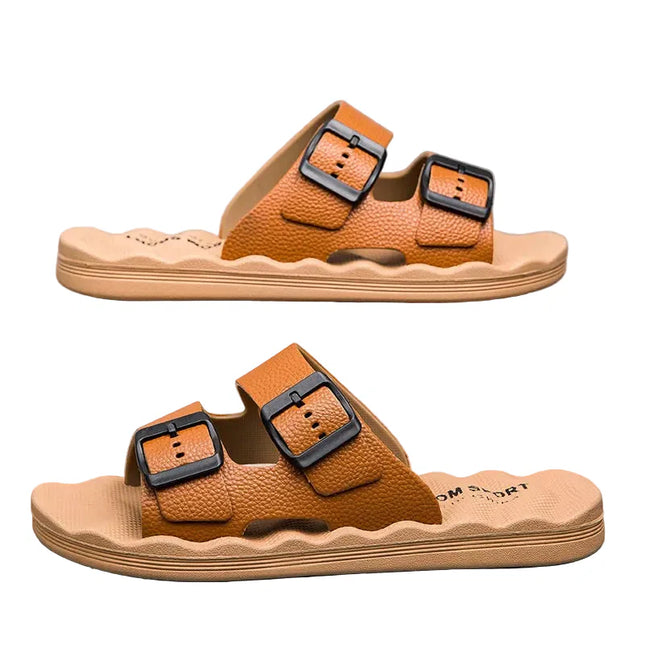 Men’s Textured Double-Strap Comfort Slides