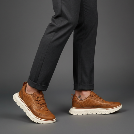 Men’s Textured Lace-Up Cushion Sneakers