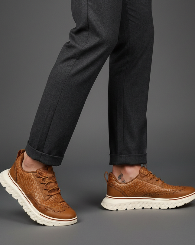 Men’s Textured Lace-Up Cushion Sneakers