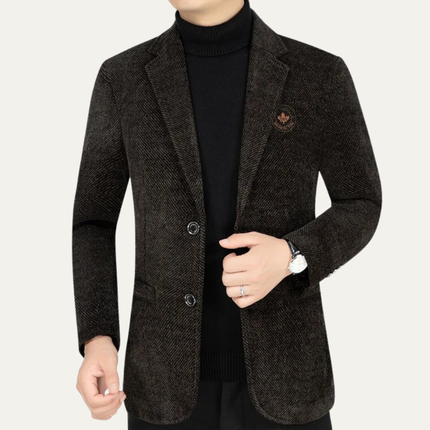 Men’s Textured Notch Lapel Two-Button Blazer
