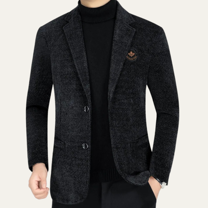 Men’s Textured Notch Lapel Two-Button Blazer