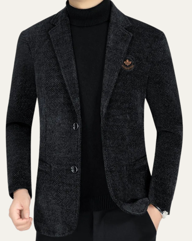 Men’s Textured Notch Lapel Two-Button Blazer