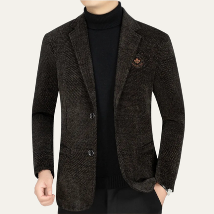 Men’s Textured Notch Lapel Two-Button Blazer