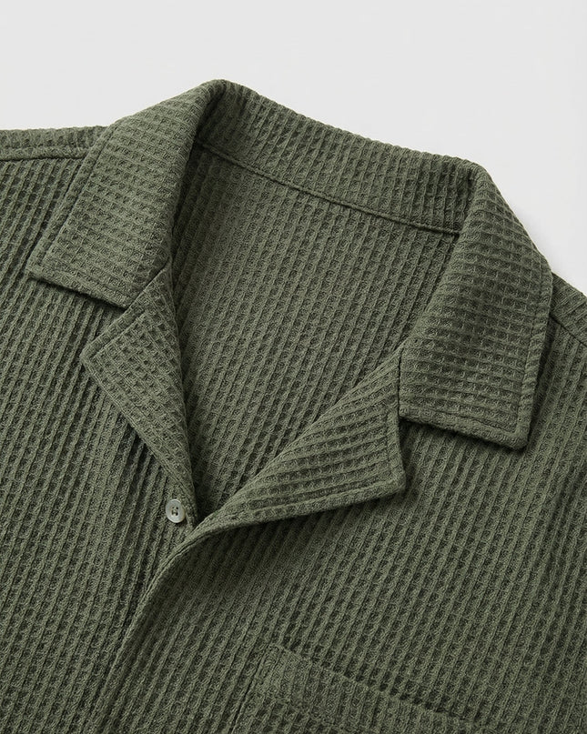 Men’s Textured Open Collar Shirt