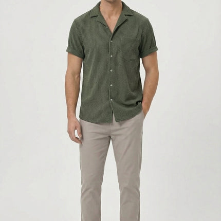 Men’s Textured Open Collar Shirt