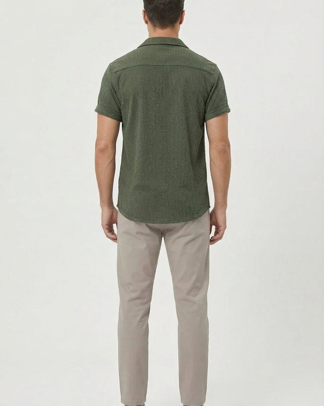 Men’s Textured Open Collar Shirt