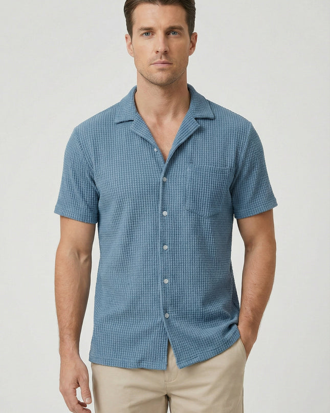 Men’s Textured Open Collar Shirt