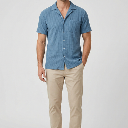 Men’s Textured Open Collar Shirt