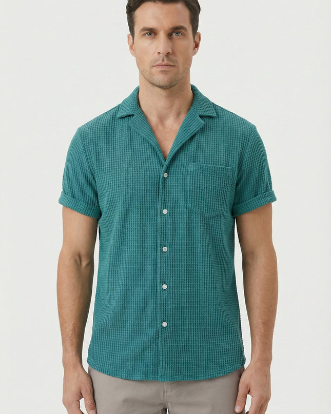 Men’s Textured Open Collar Shirt