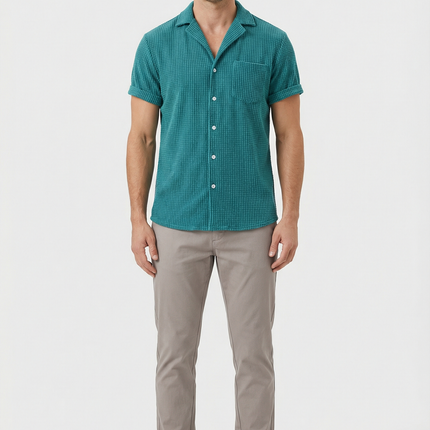 Men’s Textured Open Collar Shirt