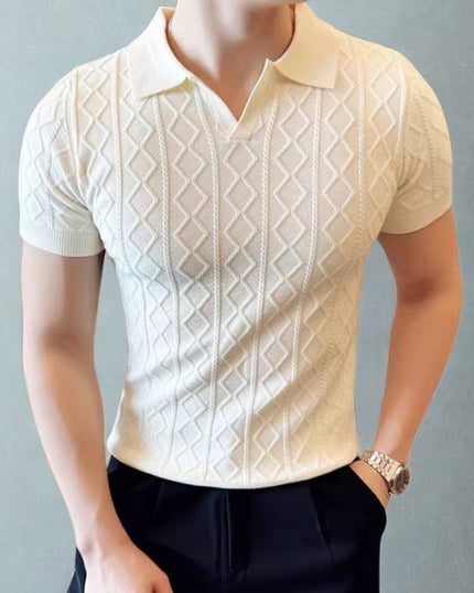 Men’s Textured Short Sleeve Polo Shirt