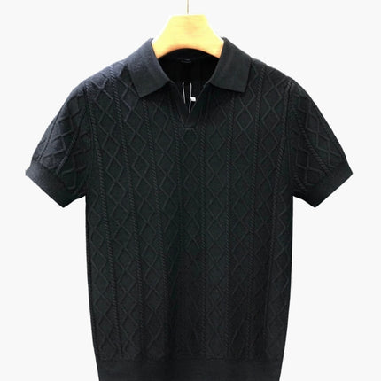 Men’s Textured Short Sleeve Polo Shirt