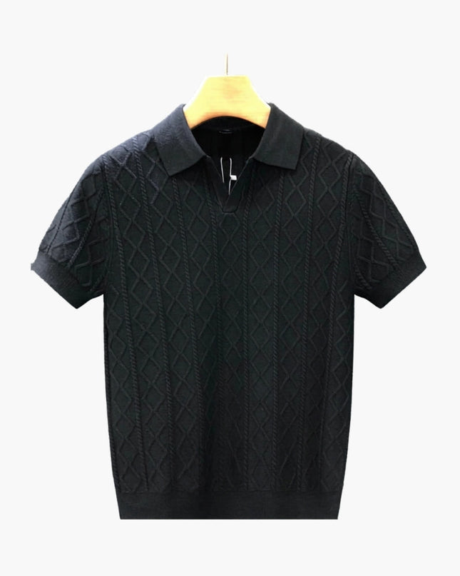 Men’s Textured Short Sleeve Polo Shirt