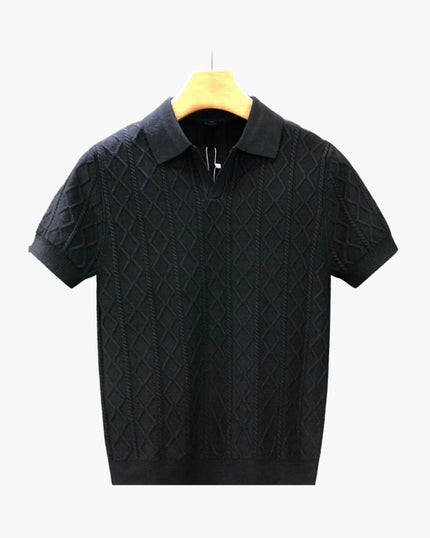 Men’s Textured Short Sleeve Polo Shirt