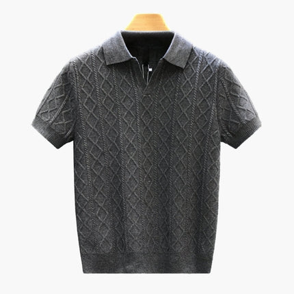 Men’s Textured Short Sleeve Polo Shirt