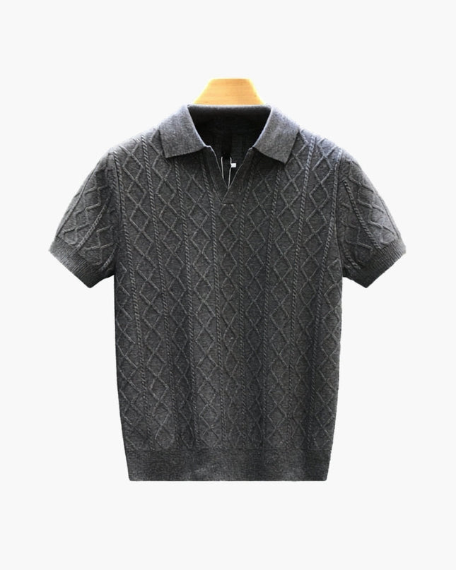 Men’s Textured Short Sleeve Polo Shirt