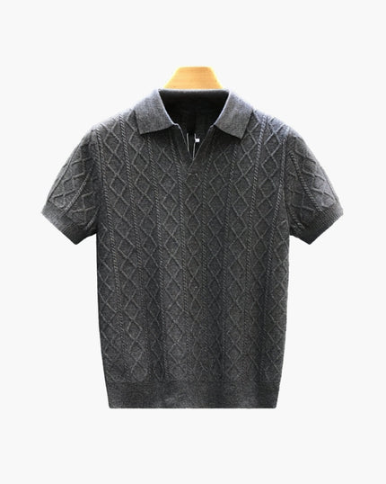 Men’s Textured Short Sleeve Polo Shirt