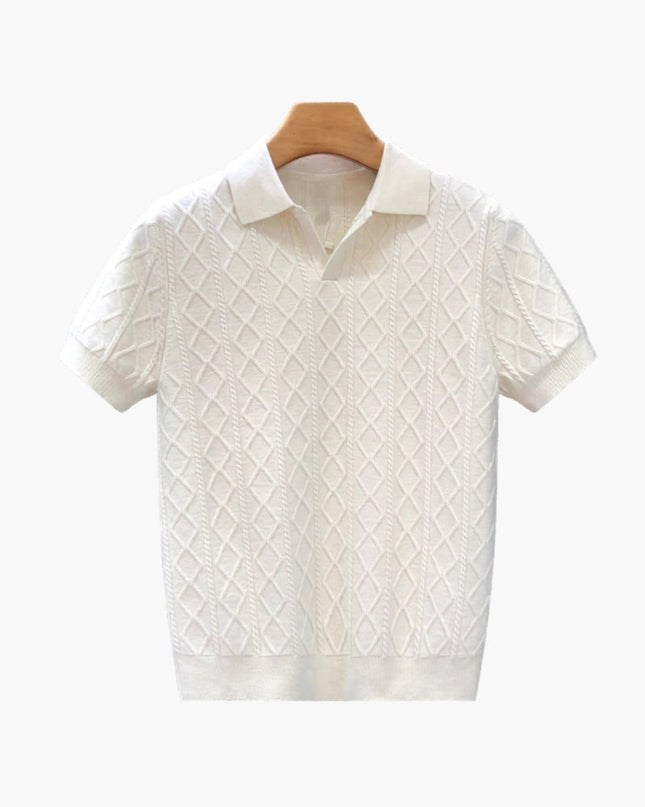 Men’s Textured Short Sleeve Polo Shirt