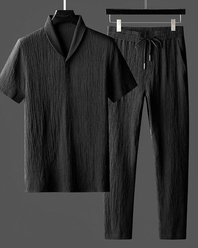 Men’s Textured Short Sleeve Top and Pants Set