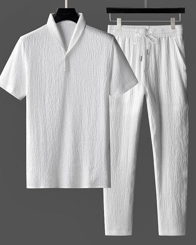 Men’s Textured Short Sleeve Top and Pants Set