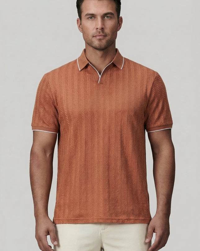 Men’s Textured Trim Polo Shirt