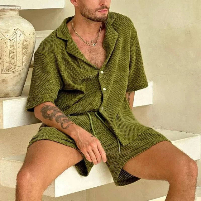 Men’s Textured Two-Piece Set