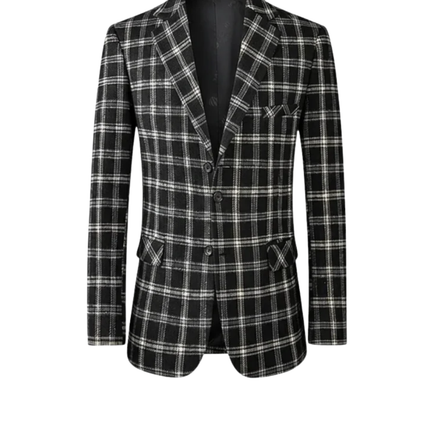 Men’s Three Button Check Blazer