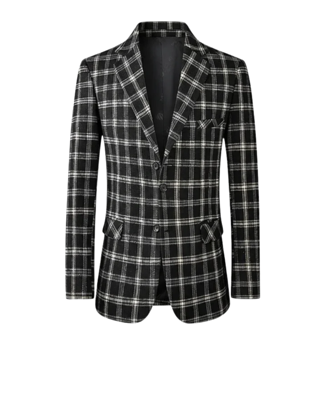Men’s Three Button Check Blazer