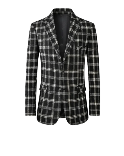 Men’s Three Button Check Blazer