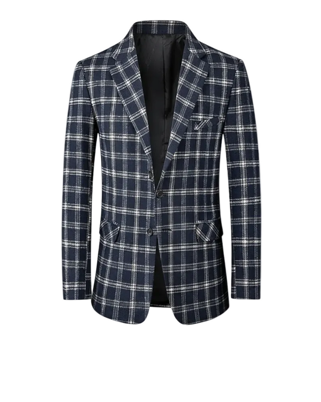Men’s Three Button Check Blazer
