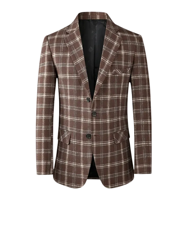 Men’s Three Button Check Blazer